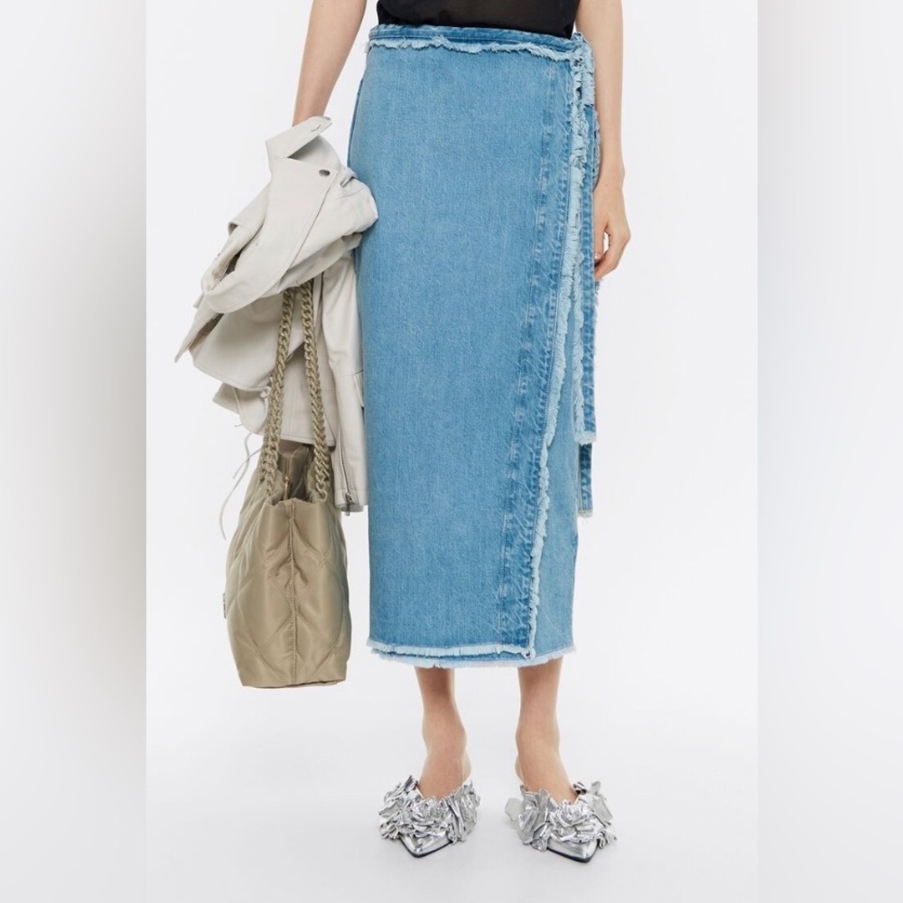 Bimba Y Lola Denim Wrap Skirt